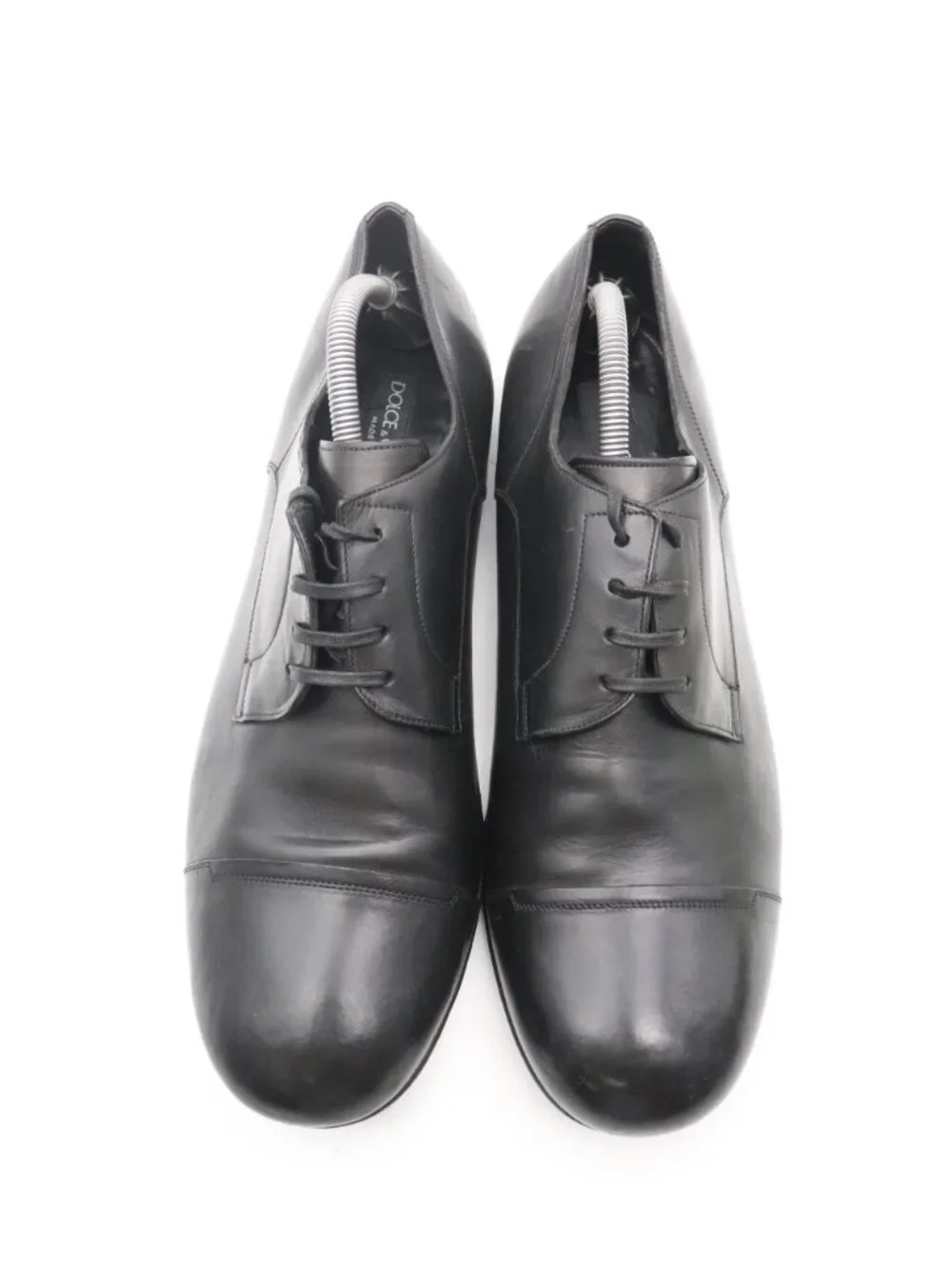 Dolce & Gabbana Men’s Size UK 9.5 Cap Toe Derby Shoes Black Leather